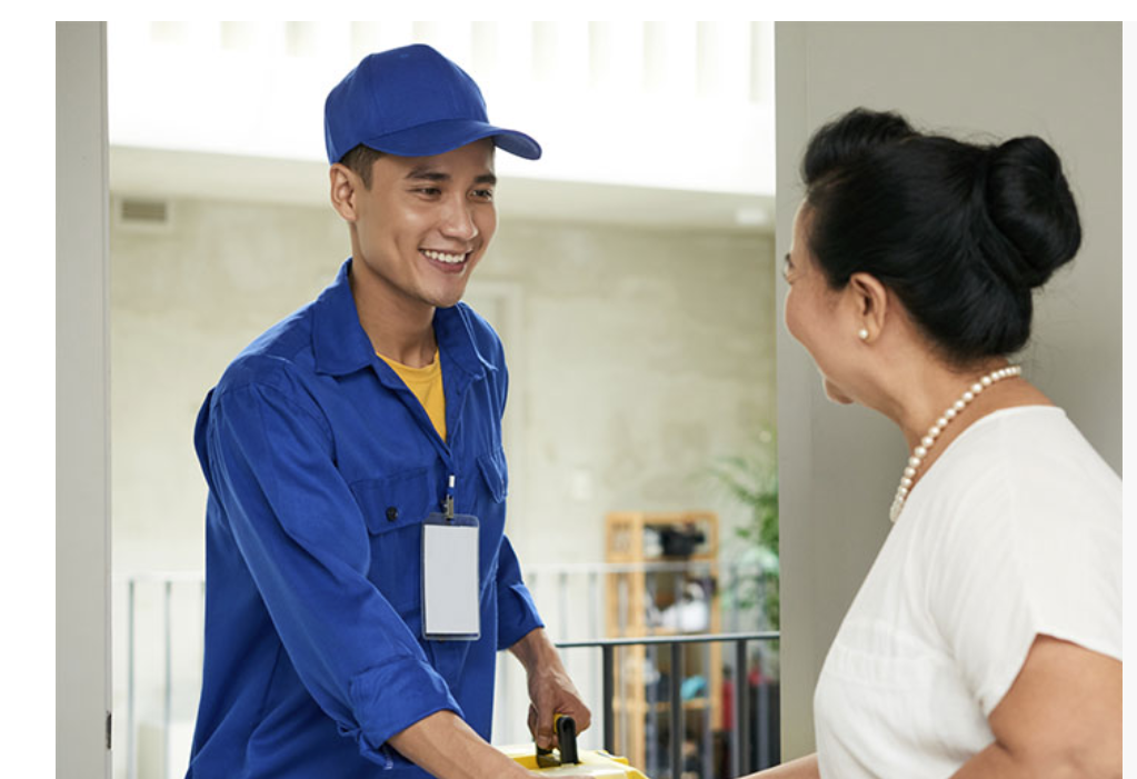 Home services technician visiting a customer